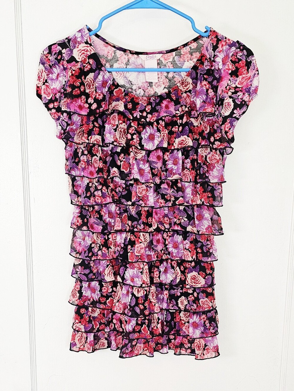 Candie's Floral Ruffle Tiered Blouse